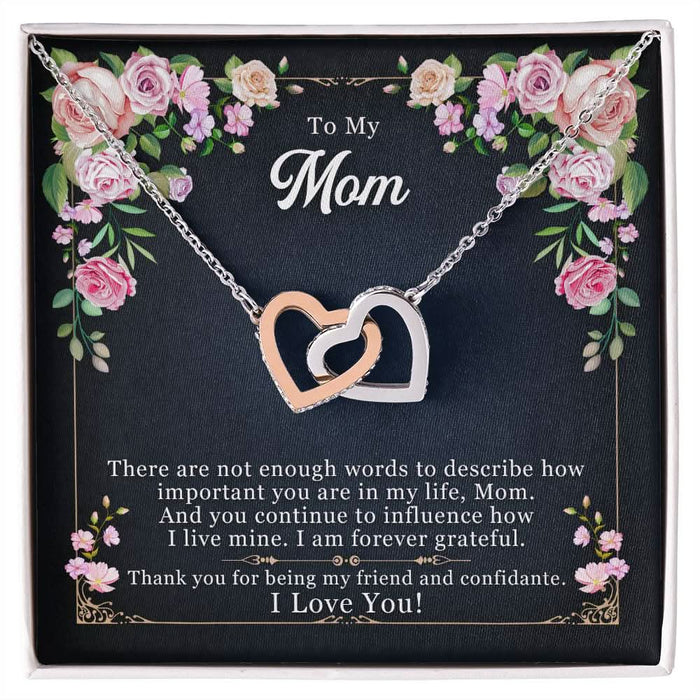 I Love You MOM interlocking hearts necklace