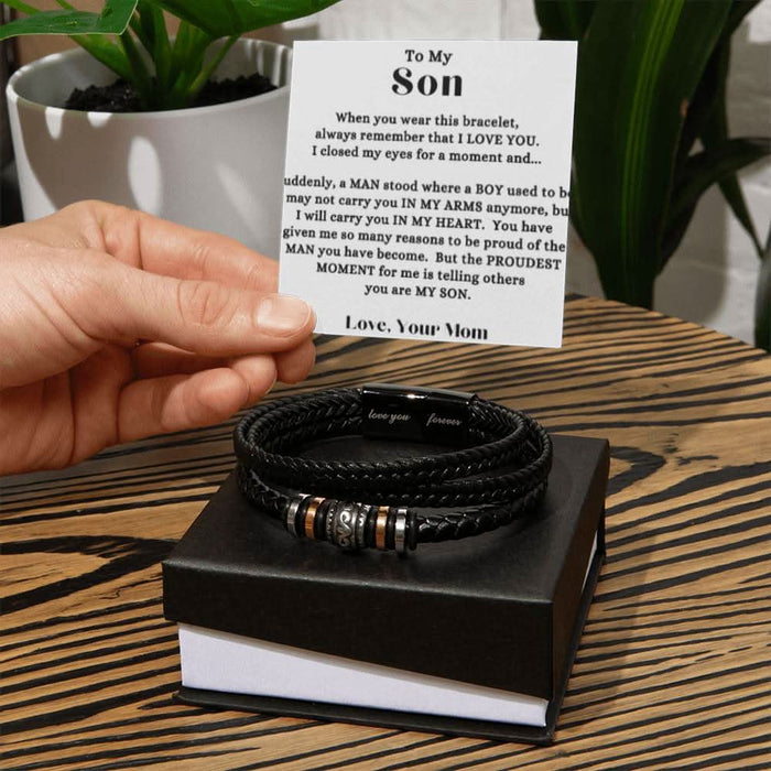 To My Son Love You Forever bracelet — a gift to a son from mom